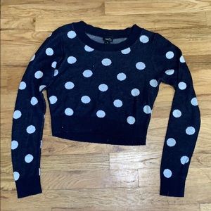 Blue Polka dot Cropped Crewneck